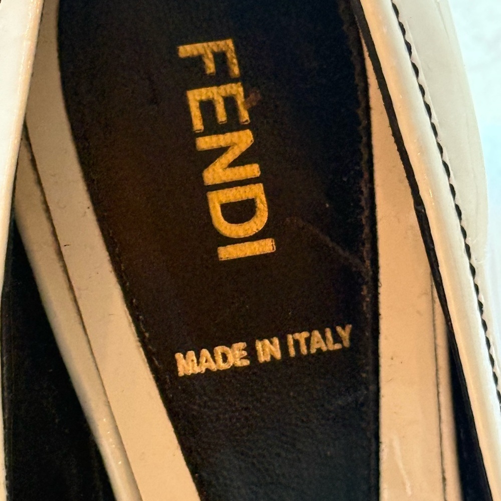 Fendi white patent leather pumps